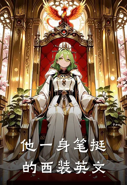 他一身笔挺的西装英文