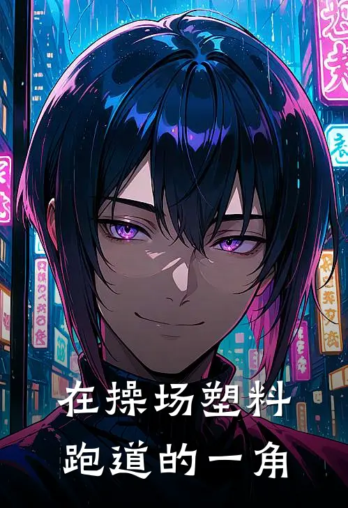 在操场塑料跑道的一角